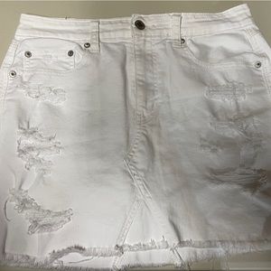 American Eagle White denim mini skirt